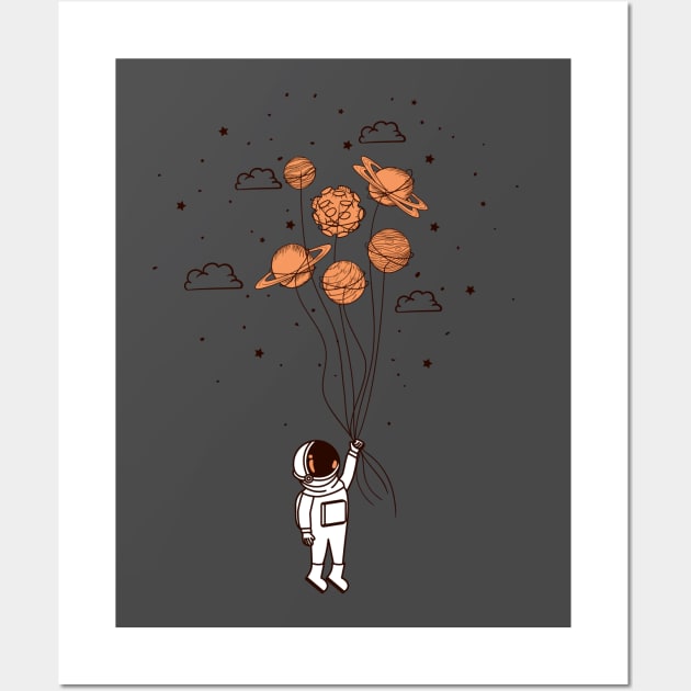 Spaceman floating Wall Art by Mint Tees